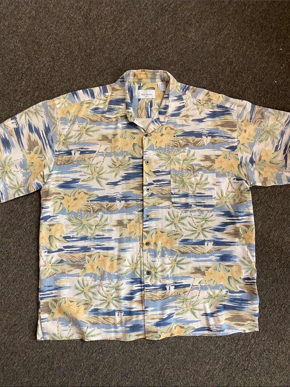 Vintage Bill Blass Raw Silk Hawaiian Shirt